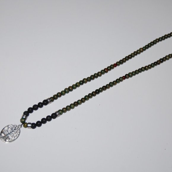 Tree of Life Necklace,Tree Necklace,Wood and Lava Beads,Wood Necklace - Picture 4 of 4